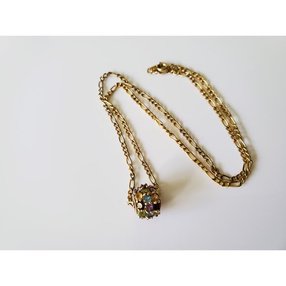 Vintage Multi-Gemstone 10k Yellow Gold Pendant - Picture 1 of 7